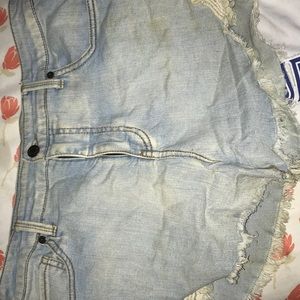 high rise denim shorts